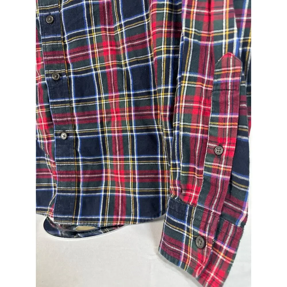 Banana Republic Untucked Fit Plaid Flannel Shirt Men's M Tartan Classic